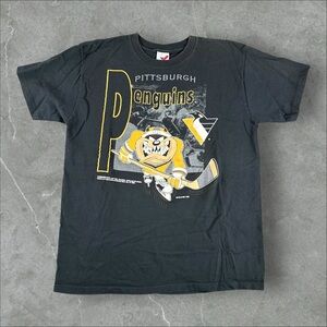 Vintage Pittsburgh Penguins Shirt Mens Large Black Artex 1992 Tazmanian Devil